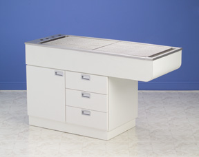 White Laminate Right Hand Knee Space Tub Table Door and Drawers Length 1524mm
