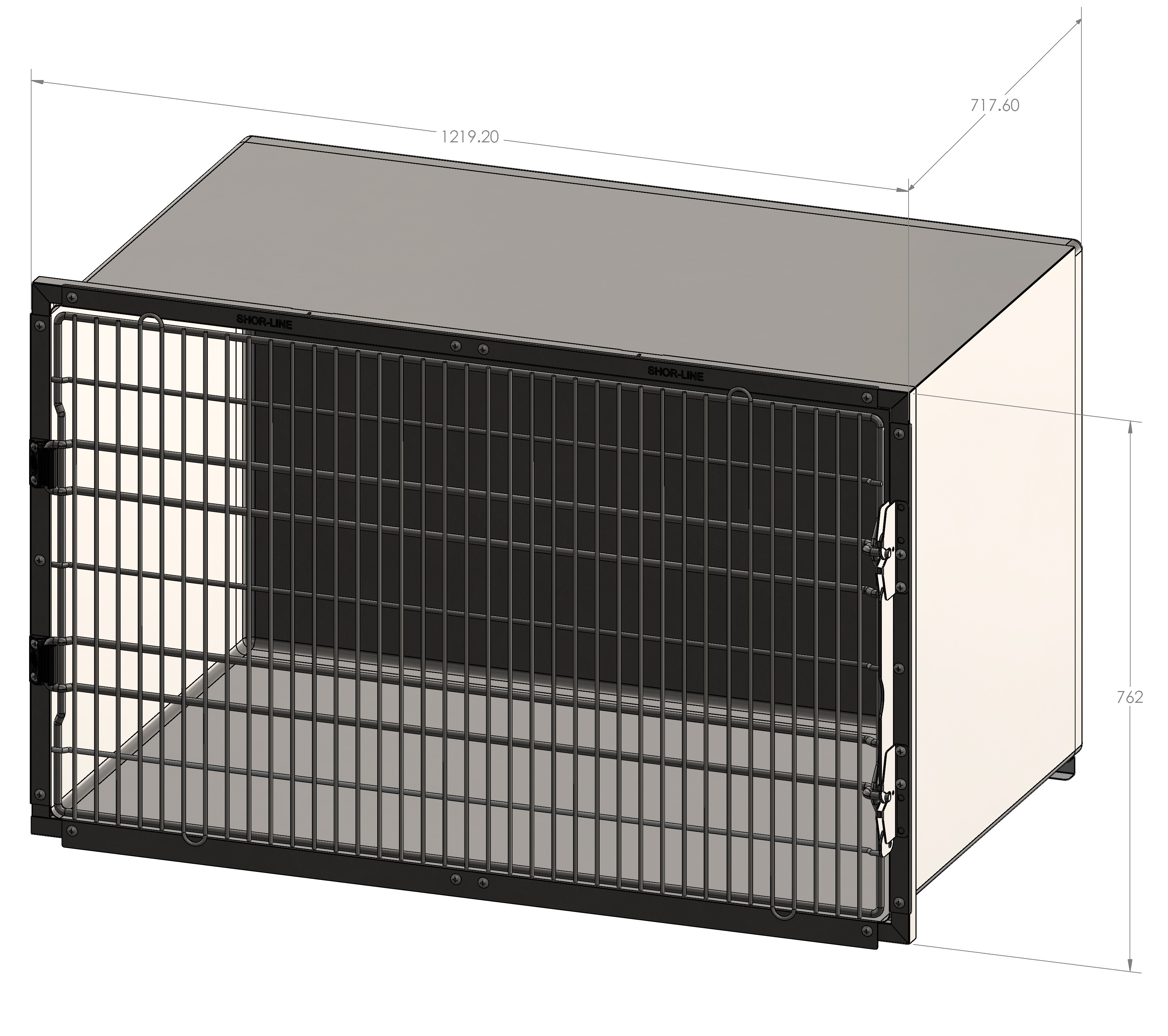 Kennel Width 1219.2mm x Height 762mm x Depth 717.6mm Shorline